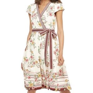 Gal Meets Glam Teresa Floral & Stripe Wrap Dress